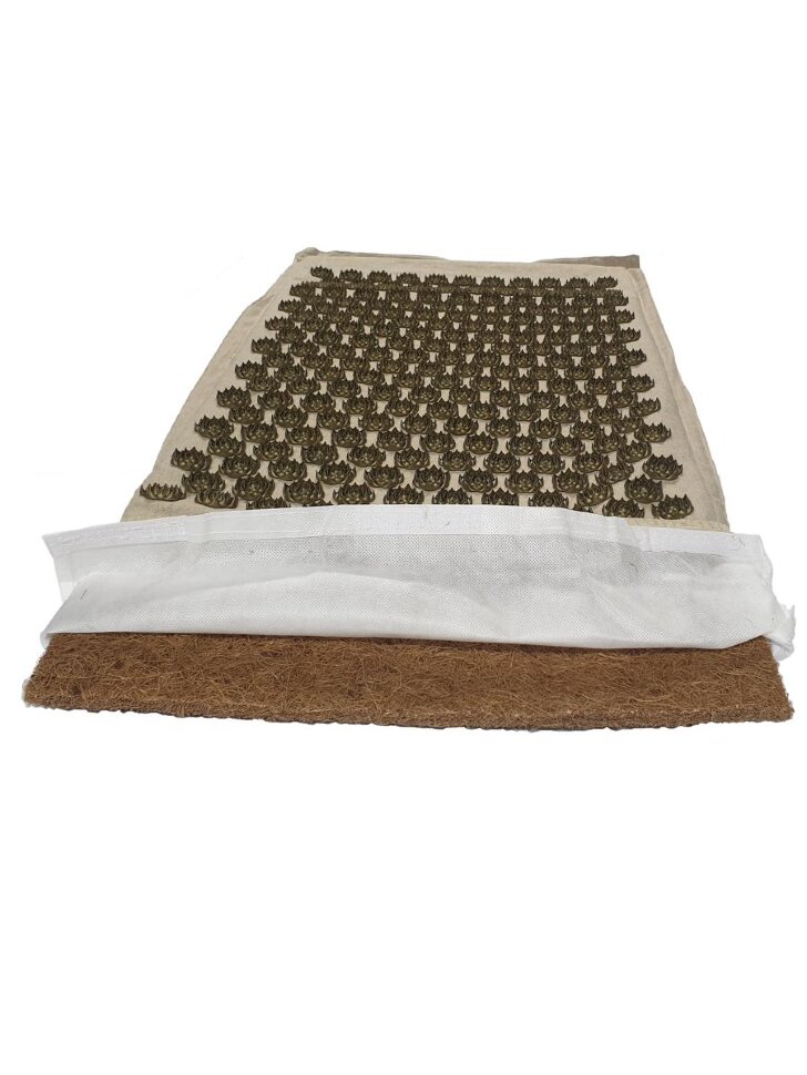 Акупунктурный набор «Лотос» коврик и валик бежевый, кокосовое волокно, лен 100%